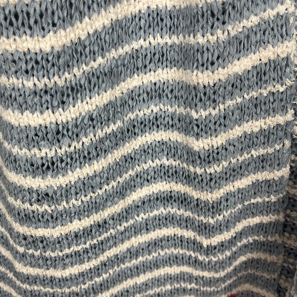 Soft Surroundings Womens Open Front Cardigan L Blue/White Stripes Long Sleeves - Picture 5 of 9